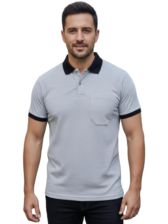 Men's Regular Fit Polo T-Shirt Half Sleeve with Contrast Collar & Pocket | Comfortable and Stylish, Perfect for Men & Boys