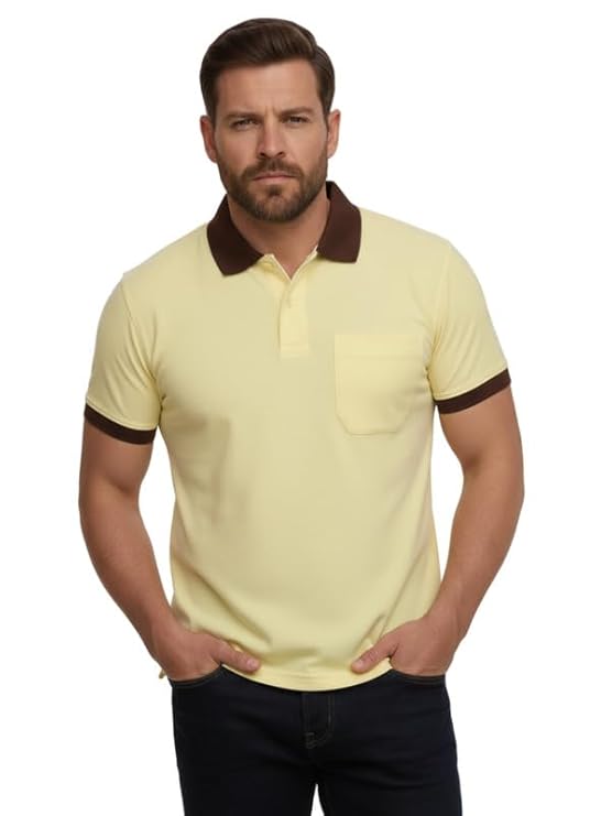 Men's Regular Fit Polo T-Shirt Half Sleeve with Contrast Collar & Pocket | Comfortable and Stylish, Perfect for Men & Boys