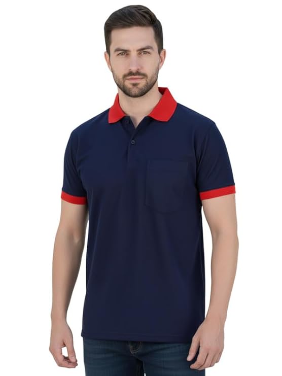 Men's Regular Fit Polo T-Shirt Half Sleeve with Contrast Collar & Pocket | Comfortable and Stylish, Perfect for Men & Boys