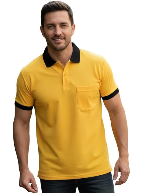 Men's Regular Fit Polo T-Shirt Half Sleeve with Contrast Collar & Pocket | Comfortable and Stylish, Perfect for Men & Boys