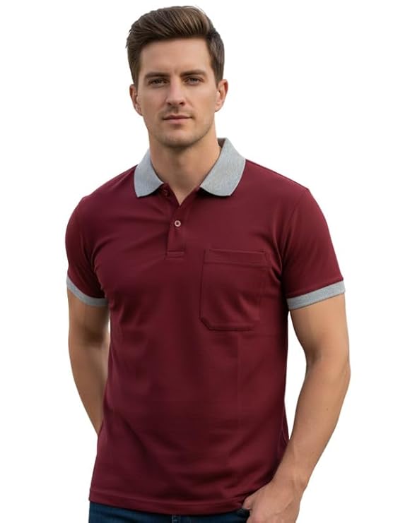 Men's Regular Fit Polo T-Shirt Half Sleeve with Contrast Collar & Pocket | Comfortable and Stylish, Perfect for Men & Boys