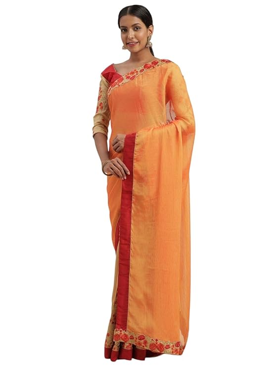 Pure Fancy Georgette Embroidery Saree Rich Pallu Design Lace Zari Work Trendy Occassion Wear, women sarees With Unstitched Blouse Piece Embroidery Work sarees latest