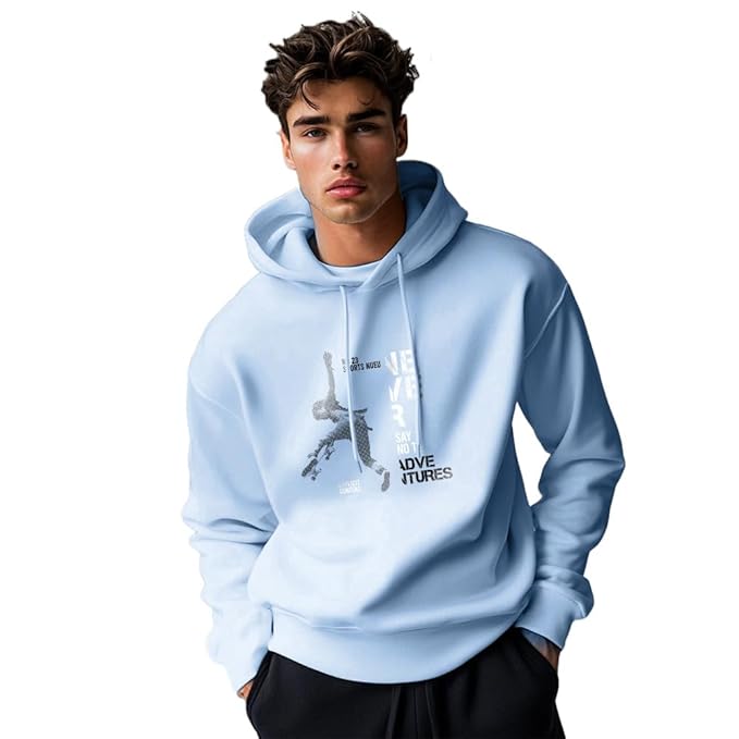 NOBERO Printed Hoodies for Man | 280 GSM Rich Cotton Fleece Hooded Full Sleeve Sweatshirt for Man | Stylish Casual Wear Winter Hoodies for Men