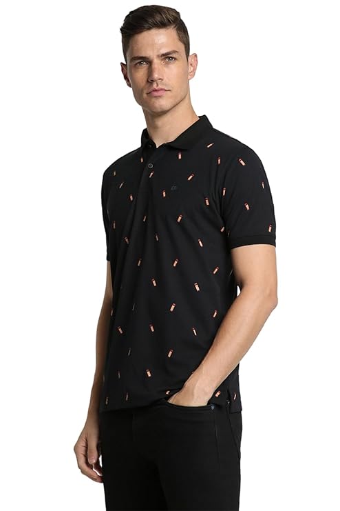 Peter England Men's Cotton Regular Fit Half Sleeve Printed Polo T-Shirt | Stretchable Lycra Comfort | Premium Single Jersey Fabric