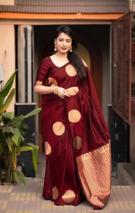 Women's Kanjivaram Art Silk Saree Soft Banarasi Style Sari With Blouse Piece For Wedding