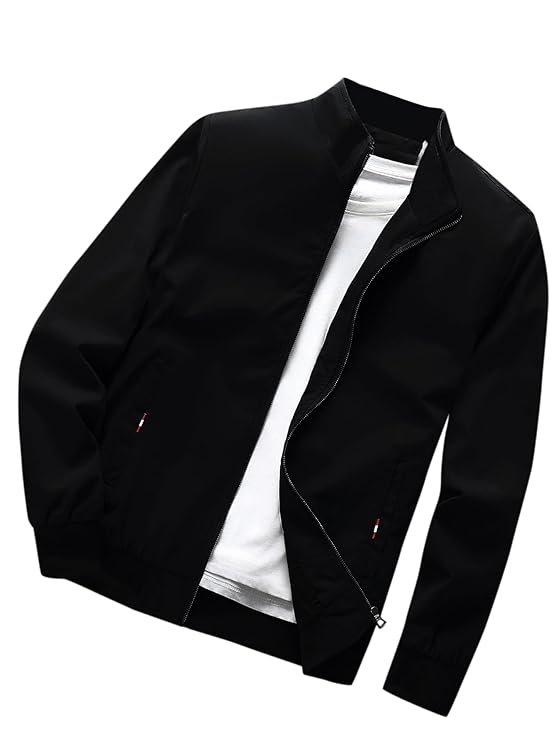 TAGAS Men's Regular Jacket Fit For Casual Wear || Low-Cut Standing Collar || Full Sleeve | Latest Stylish Jacket For Men ||Regular Fit Zip-Up Casual jacket|| bomber jacket for men(MJ-9015)