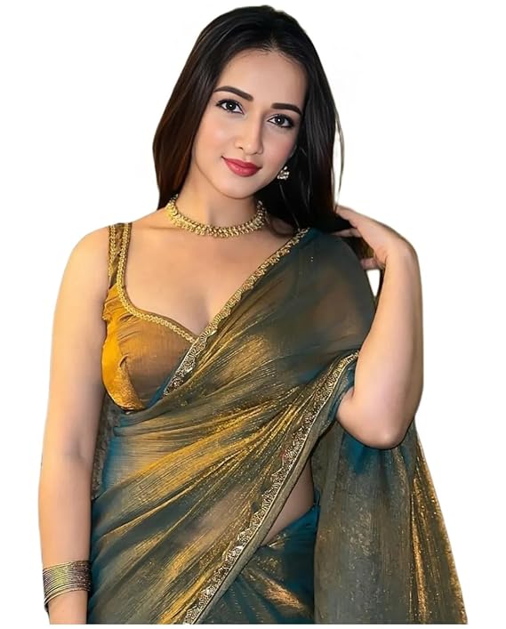 Women's Soft Zimmy Choo Fandy Silk Saree With Hand Work Lace Boarder & Comes With Unstitched Blouse Piece