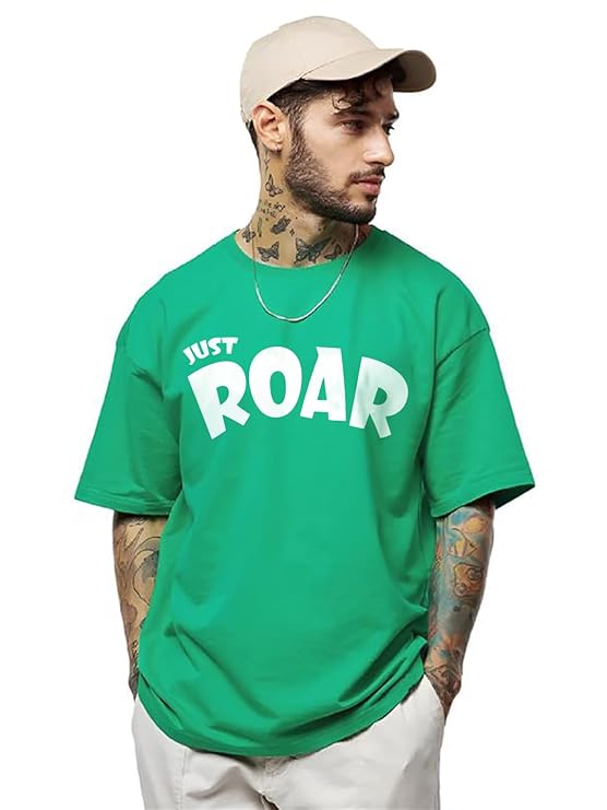 LEOTUDE Men's Cottonblend Oversized Half Sleeve Round Neck Regular Fit T-shirt