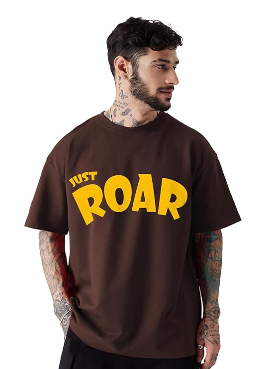 LEOTUDE Men's Cottonblend Oversized Half Sleeve Round Neck Regular Fit T-shirt