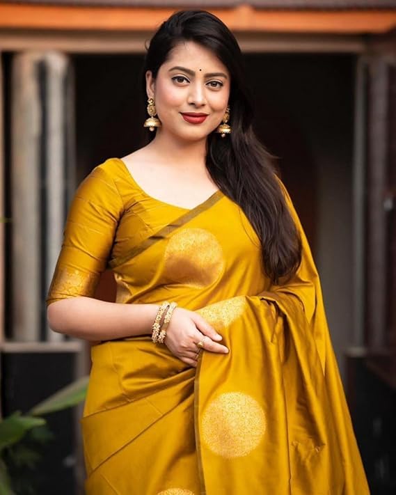 Women's Kanjivaram Art Silk Saree Soft Banarasi Style Sari With Blouse Piece For Wedding