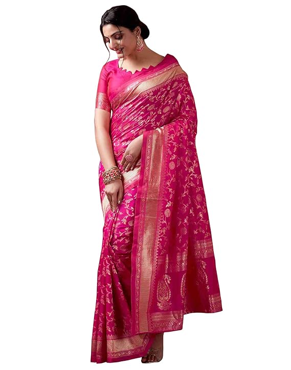 Women's Banarasi Saree Pure Kanjivaram Silk Saree Soft new ladies 2023 Design Wear Pattu Sarees Latest Party Sari collections With Blouse Piece for Wedding sadi
