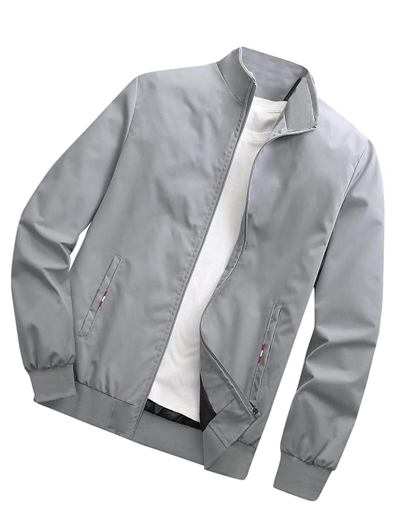 TAGAS Men's Regular Jacket Fit For Casual Wear || Low-Cut Standing Collar || Full Sleeve | Latest Stylish Jacket For Men ||Regular Fit Zip-Up Casual jacket|| bomber jacket for men(MJ-9015)