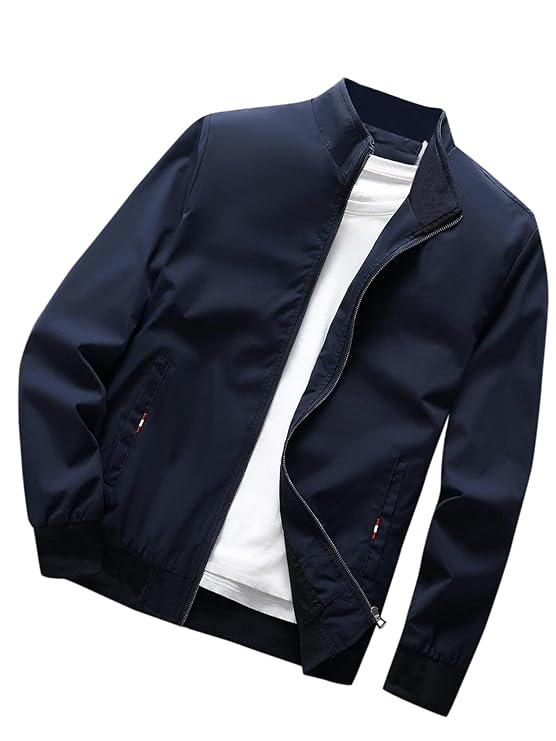 TAGAS Men's Regular Jacket Fit For Casual Wear || Low-Cut Standing Collar || Full Sleeve | Latest Stylish Jacket For Men ||Regular Fit Zip-Up Casual jacket|| bomber jacket for men(MJ-9015)