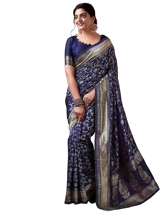 Women's Banarasi Saree Pure Kanjivaram Silk Saree Soft new ladies 2023 Design Wear Pattu Sarees Latest Party Sari collections With Blouse Piece for Wedding sadi