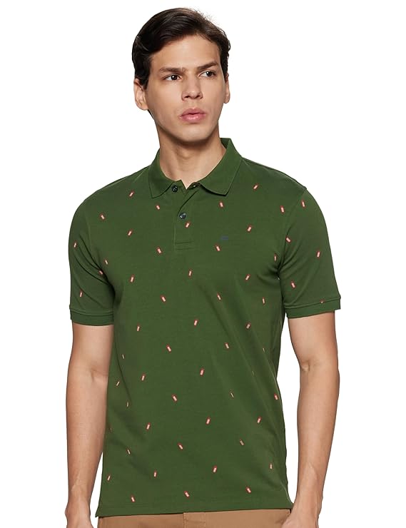 Peter England Men's Cotton Regular Fit Half Sleeve Printed Polo T-Shirt | Stretchable Lycra Comfort | Premium Single Jersey Fabric