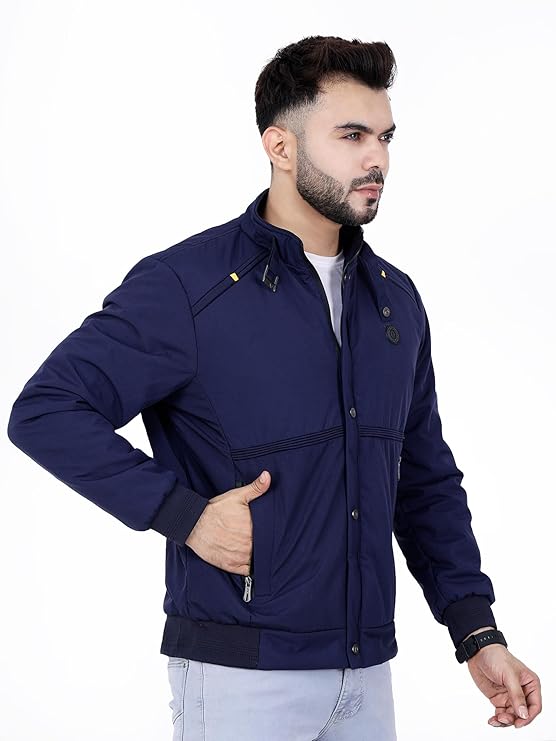 Full Sleeves Bomber Jacket for Men | TPU Men's Standing Collar Lightweight Winter Jacket, Regular Fit