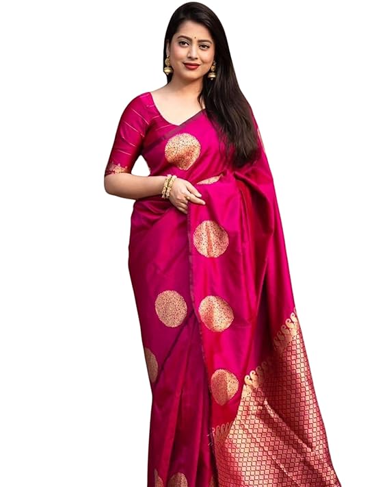 Women's Kanjivaram Art Silk Saree Soft Banarasi Style Sari With Blouse Piece For Wedding