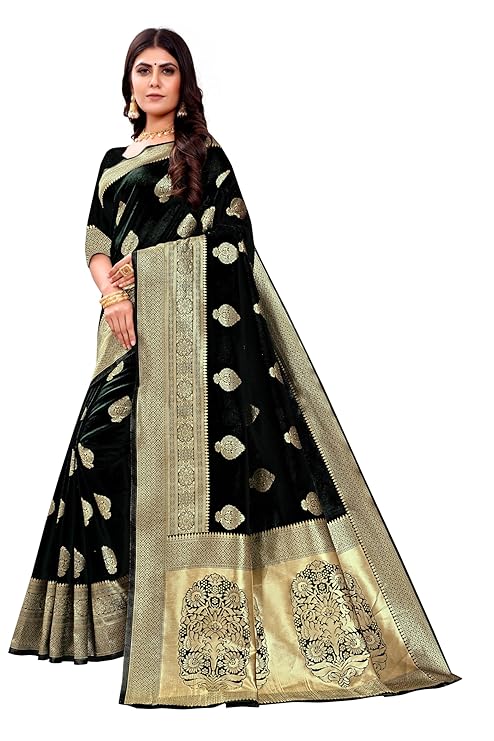 Women's Kanjivaram Art Silk Saree Soft Banarasi Style Sari With Blouse Piece For Wedding