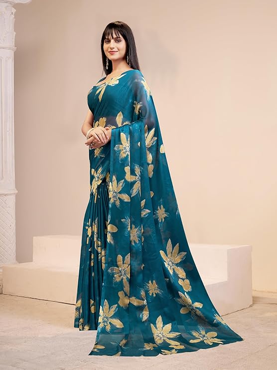 Garden Vareli Floral Print Nara Chiffon Saree