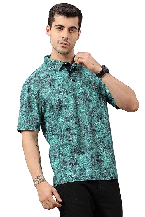 Men's Premium Printed Polo T-Shirt | Wrinkle Free | Quick Dry | Breathable | Stretchable | Regular Fit