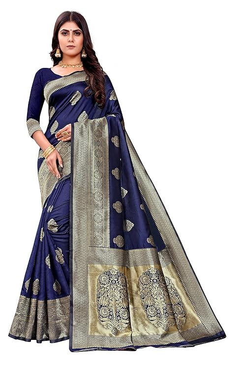 Women's Kanjivaram Art Silk Saree Soft Banarasi Style Sari With Blouse Piece For Wedding