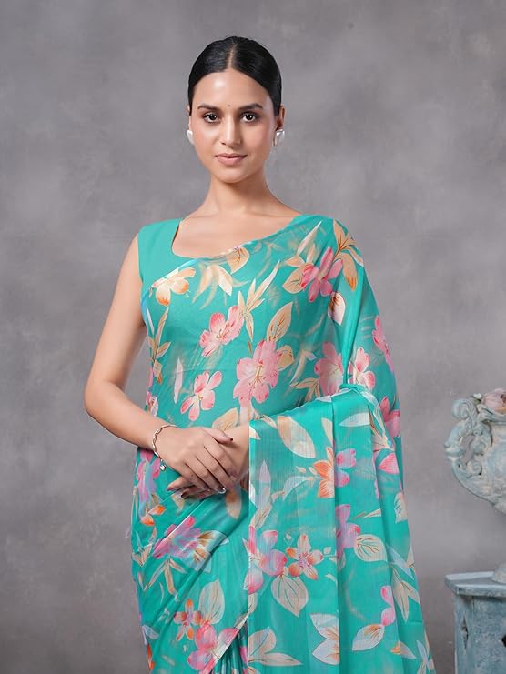 Floral Print Nara Chiffon Saree