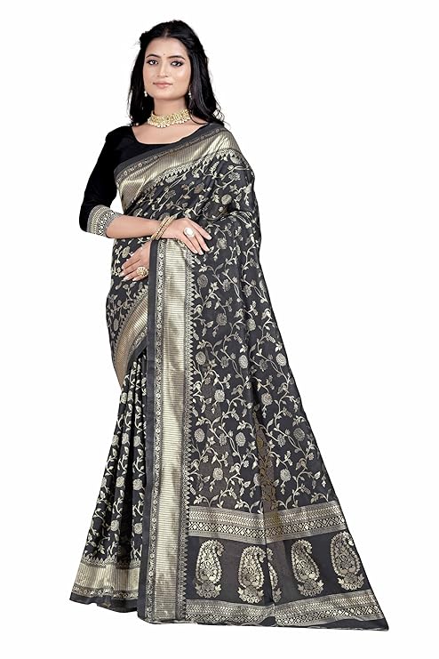 Women's Banarasi Saree Pure Kanjivaram Silk Saree Soft new ladies 2023 Design Wear Pattu Sarees Latest Party Sari collections With Blouse Piece for Wedding sadi
