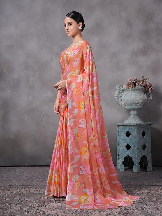 Floral Print Nara Chiffon Saree