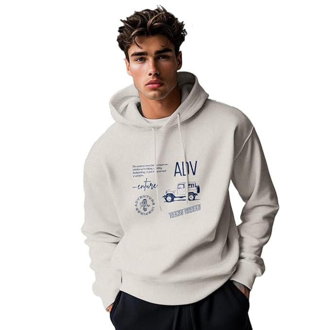 NOBERO Printed Hoodies for Man | 280 GSM Rich Cotton Fleece Hooded Full Sleeve Sweatshirt for Man | Stylish Casual Wear Winter Hoodies for Men