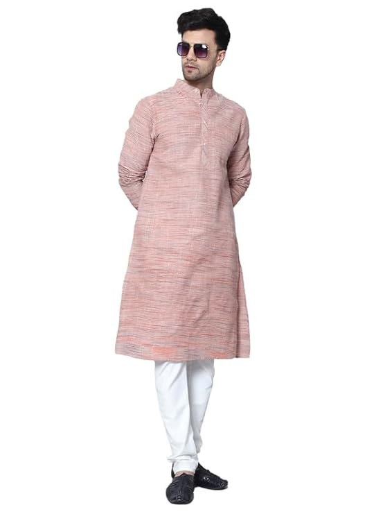 Men's Cotton Regular Textured Long Kurta Full Sleeves - Casual Ethnic Wear