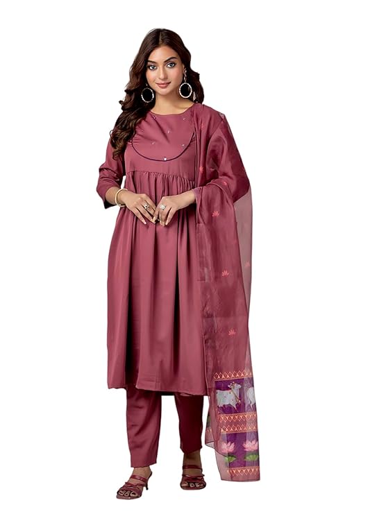 SheWill Blue Silk Blend Kurta Set with Zari and Thread Work Embroidery with Pant and Dupatta Traditional Ethnic Wear for Women