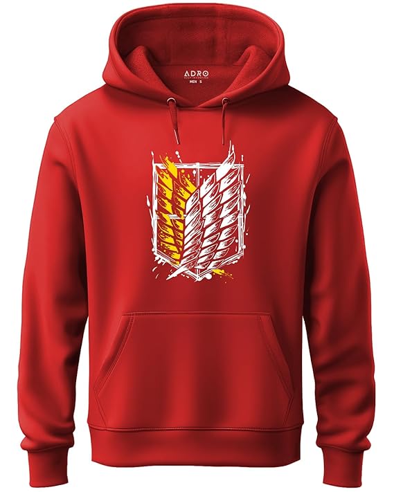 ADRO Men's Fleece Attack On Titan Hooded Printed Hoodies