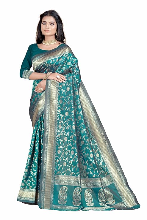 Women's Banarasi Saree Pure Kanjivaram Silk Saree Soft new ladies 2023 Design Wear Pattu Sarees Latest Party Sari collections With Blouse Piece for Wedding sadi