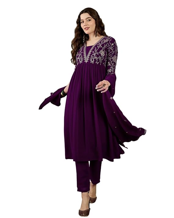 Set for Women - Maroon Velvet Zari Sequence Cording Embroidered Kurta with Pant and Cutwork Organza Dupatta